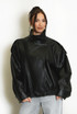 Faux Leather High Neck Jacket