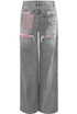 Straight Leg Jeans With Pink Diamante Insert