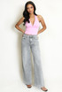 Straight Leg Jeans With Pink Diamante Insert