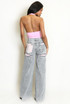 Straight Leg Jeans With Pink Diamante Insert