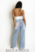 Straight Leg Jeans With Pink Diamante Insert