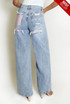 Straight Leg Jeans With Pink Diamante Insert