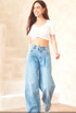Pleated Wide Leg Jeans