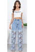 Blue Crochet Mid Rise Jeans
