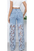 Blue Crochet Mid Rise Jeans