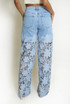 Blue Crochet Mid Rise Jeans