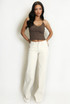 Cream Long Straight Leg Jeans