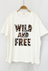Leopard Print Wild and Free Slogan T-Shirt