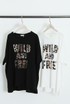 Leopard Print Wild and Free Slogan T-Shirt