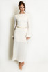 Textured Flute Sleeves Midi Dress
