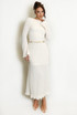 Textured Flute Sleeves Midi Dress