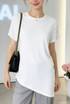 Asymmetric Hem Round Neck T-Shirt