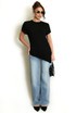 Asymmetric Hem Round Neck T-Shirt