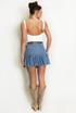 Pleated Denim Mini Skirt With Belt