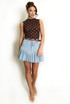 Pleated Denim Mini Skirt With Belt