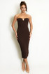 Bandeau Midi Dress With Metal Leaf Detail