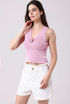 Twist Front Buckle Trim Crop Top 