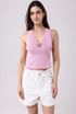 Twist Front Buckle Trim Crop Top 