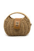 Rounded Natural Wicker Box Bag