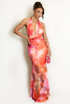Abstract Tie Dye Halter Neck Maxi Dress