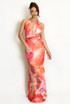 Abstract Tie Dye Halter Neck Maxi Dress