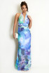 Abstract Tie Dye Halter Neck Maxi Dress