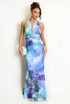 Abstract Tie Dye Halter Neck Maxi Dress