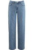 Contrast Polka Dot Straight Leg Jeans