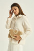  Natural Woven Fold Over Clutch Bag