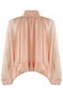 Pleated Front Ruffle Hem Blouse
