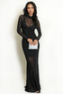 Black Mesh Detail Maxi Dress
