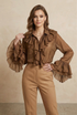 Ruffle Trim Flare Cuffs Blouse