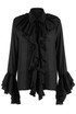 Ruffle Trim Flare Cuffs Blouse