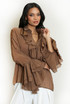 Ruffle Trim Flare Cuffs Blouse