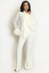 Ruffle Trim Flare Cuffs Blouse