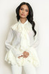 Ruffle Trim Flare Cuffs Blouse