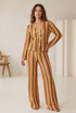 Zig Zag Tie Front Top and Trouser Set