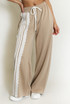 Side Striped Lace Panel Joggers 