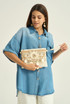 Neutral Sun Charm Beaded Clutch Bag