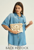 Neutral Sun Charm Beaded Clutch Bag