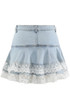 Lace Hem Denim Mini Skirt