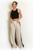 Side Leopard Striped Panel Joggers
