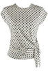 Satin Polka Dots Side Wrap Blouse