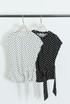 Satin Polka Dots Side Wrap Blouse