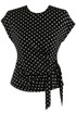 Satin Polka Dots Side Wrap Blouse