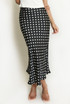 Satin Polka Dot Bias Midi Skirt
