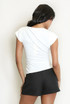 Asymmetric Short Sleeve Ruched Top