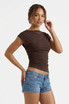 Asymmetric Short Sleeve Ruched Top