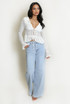 Frilled Lace Tie Front Top