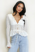 Frilled Lace Tie Front Top